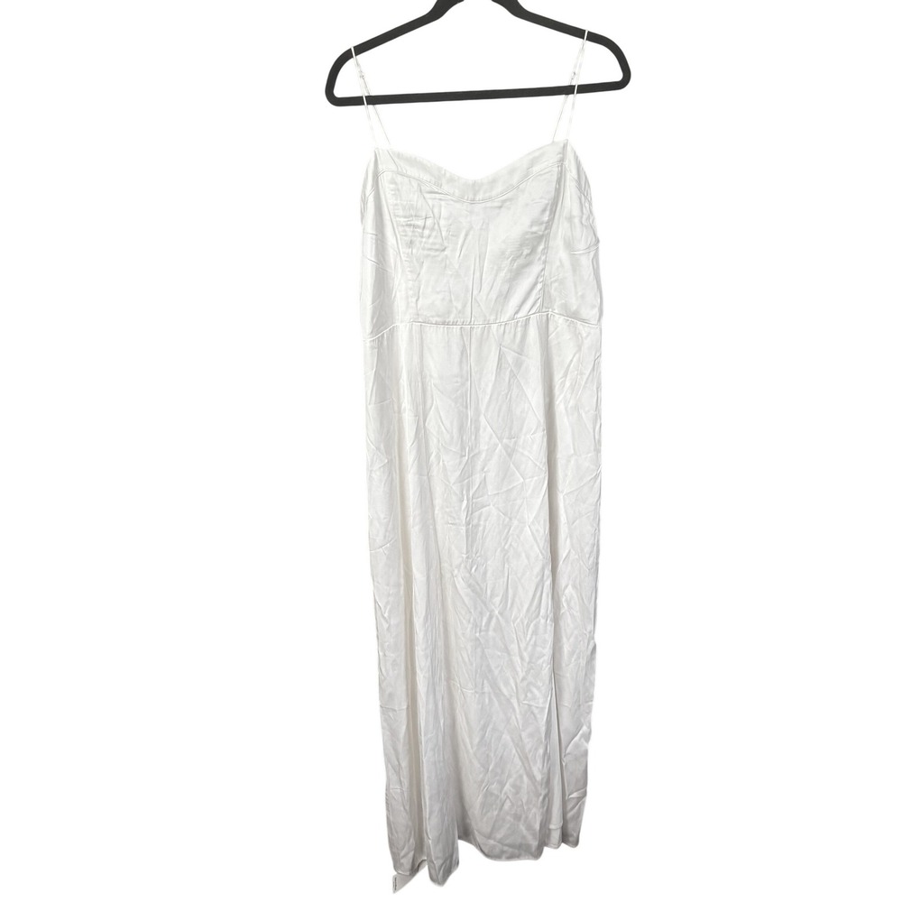 NWT Abercrombie & Fitch A&F Camille Satin Maxi Dress White XL Petite Bridal